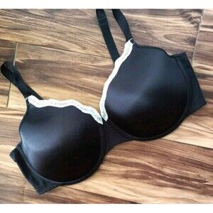 Playtex  Push Up Bra Size 44DD Black Lace Trim Underwire Style 5338